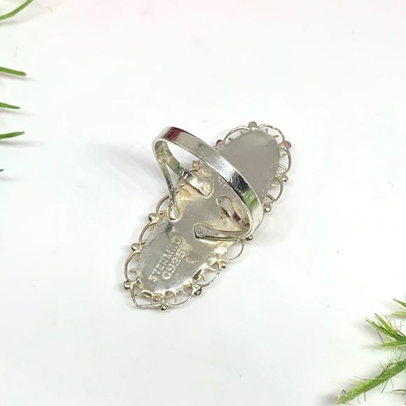VINTAGE⚜️STERLING SILVER Filigree Abalone Ring - Picture 8 of 10